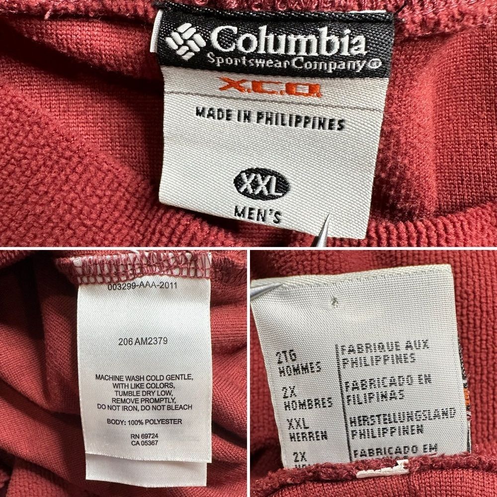 Columbia XXL Men’s Crewneck Fleece Pullover Brick Red Soft Lightweight Warm - Picture 9 of 9